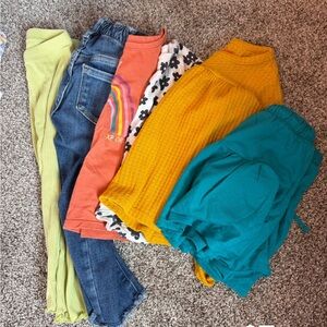 Kids Mixed Bottoms Bundle in Green, Teal, Denim and Mustard